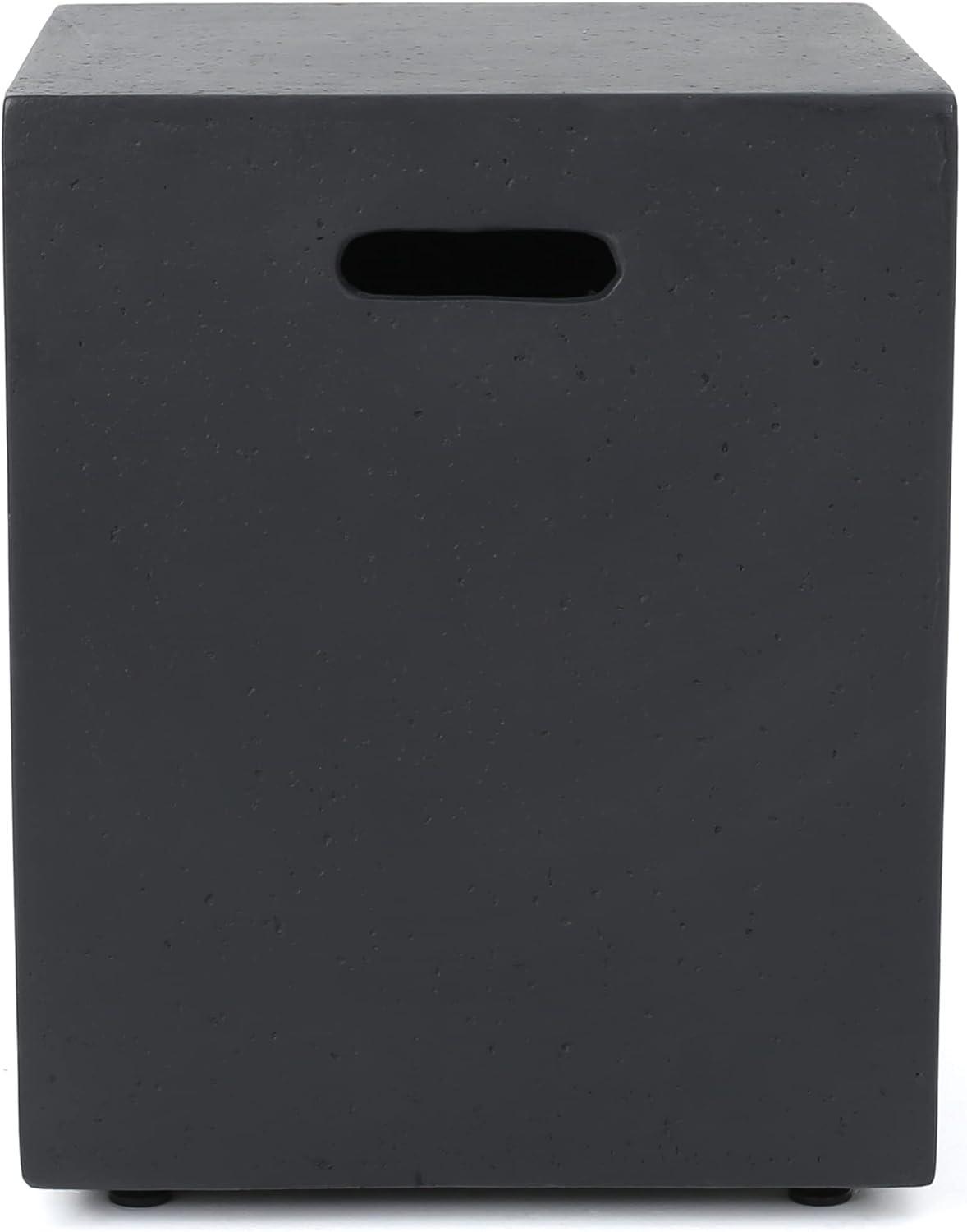 Aidan Outdoor Light Weight Concrete Square Tank Holder Side Table Dark Gray - Christopher Knight Home: Modern Patio Furniture, No Assembly Required