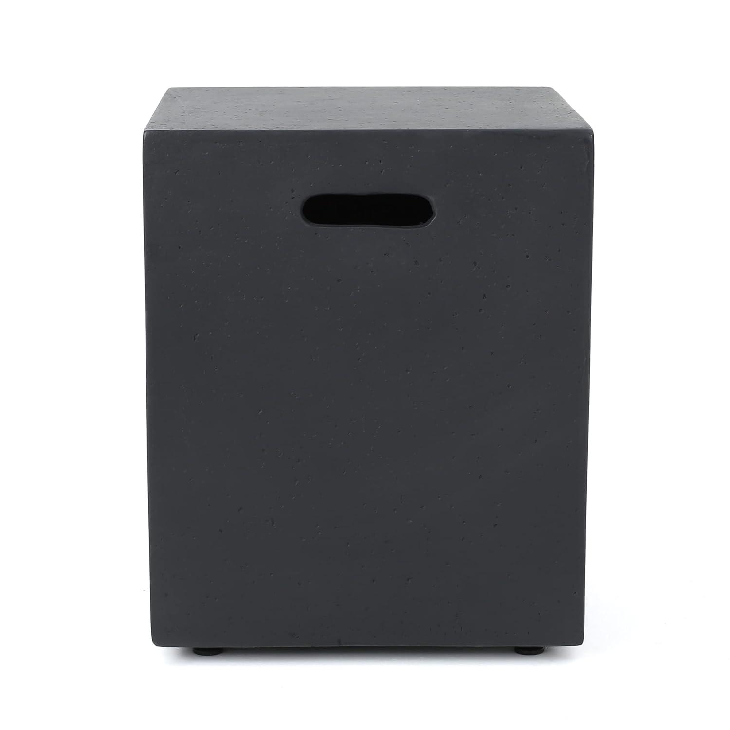 Aidan Outdoor Light Weight Concrete Square Tank Holder Side Table Dark Gray - Christopher Knight Home: Modern Patio Furniture, No Assembly Required