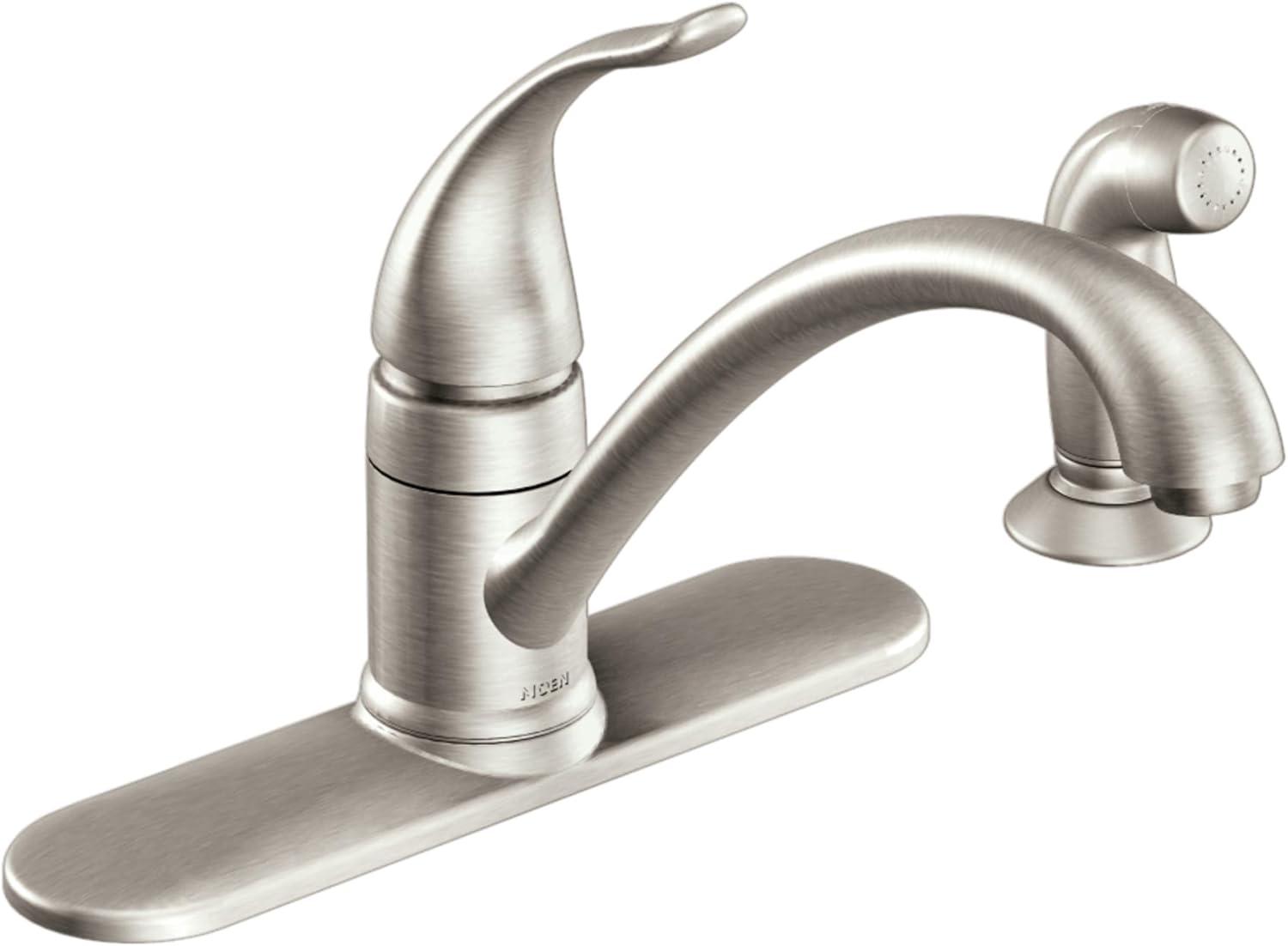 Moen Torrance One Handle Stainless Steel Kitchen Faucet Side Sprayer Included