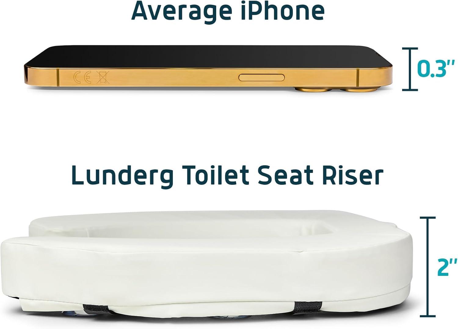 Toilet Seat Riser for Seniors - Adds 2 inches. Universal Fit - Raised Toilet Seat Cushion with Medium-Firm Foam for Enhanced Comfort & Elevation. Easy to Clean. Post-Surgery Must Have (White)
