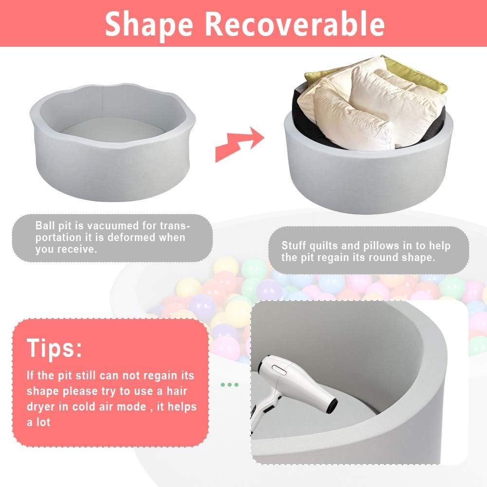 TrendBox Foam Ball Pit for Toddler, 35" x 12" Memory Sponge with Removable Cover Indoor Round Ball Pit for Kids Children - Light Gray