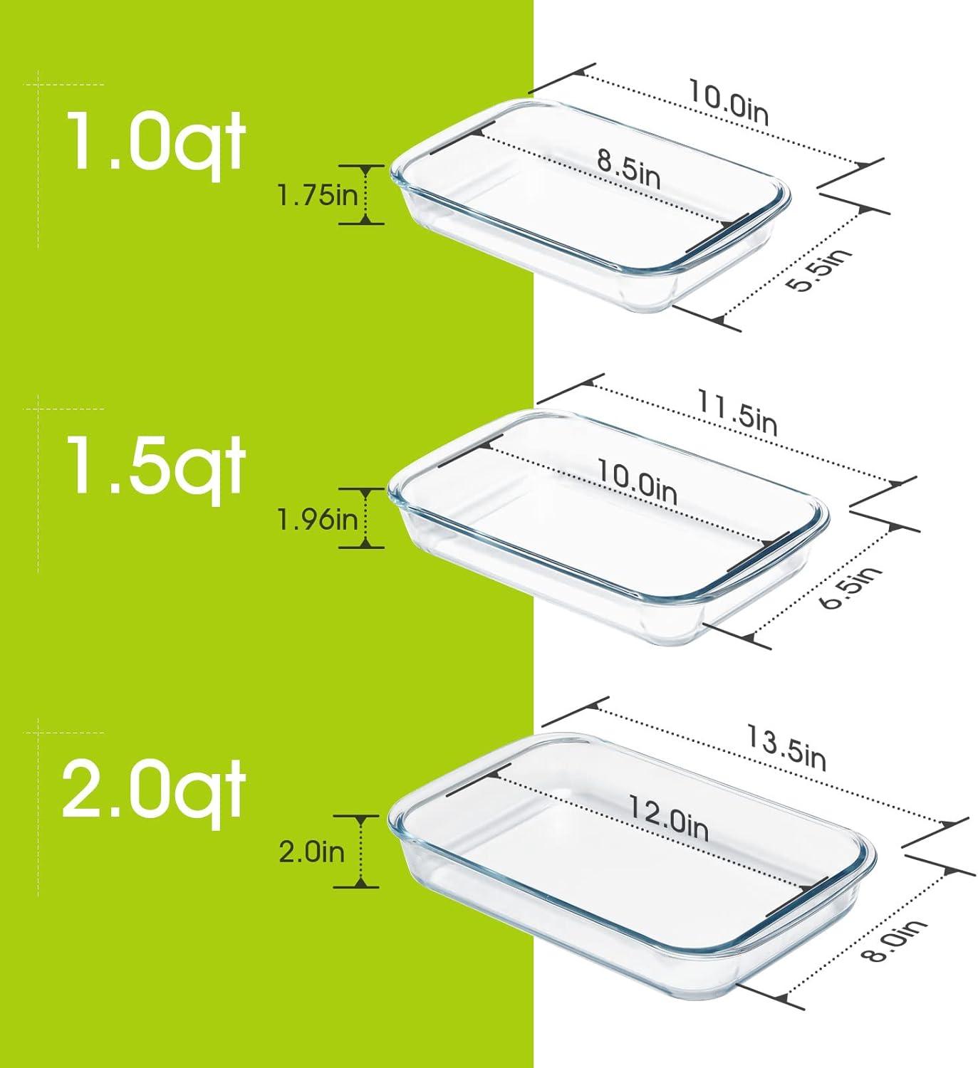 Mini-1 Quart Glass Baking Dish for Oven, 2 Pcs Single Serving Glass Pan for Cooking Oblong Casserole Dish Rectangular Baking Pan Glass Bakeware