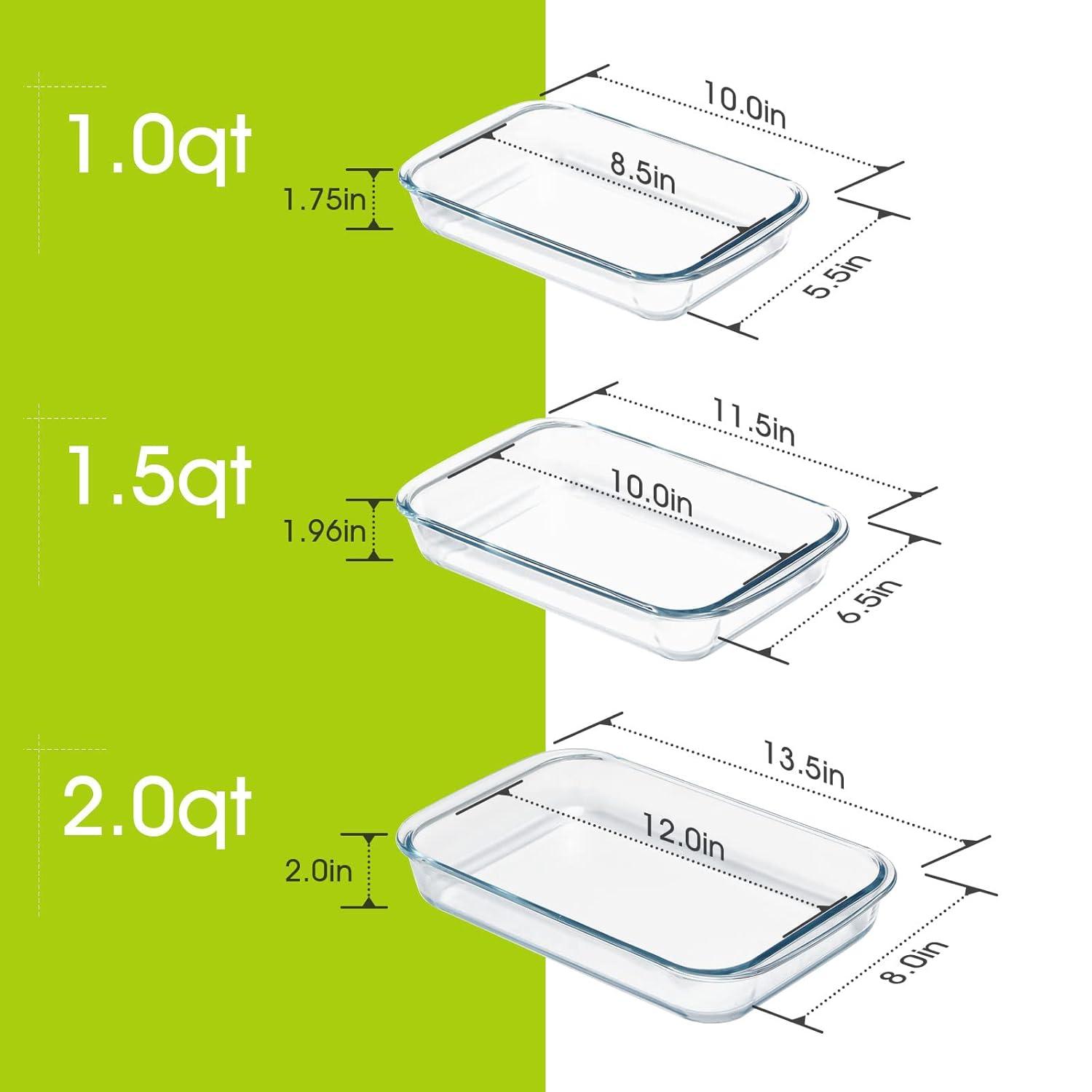 Mini-1 Quart Glass Baking Dish for Oven, 2 Pcs Single Serving Glass Pan for Cooking Oblong Casserole Dish Rectangular Baking Pan Glass Bakeware