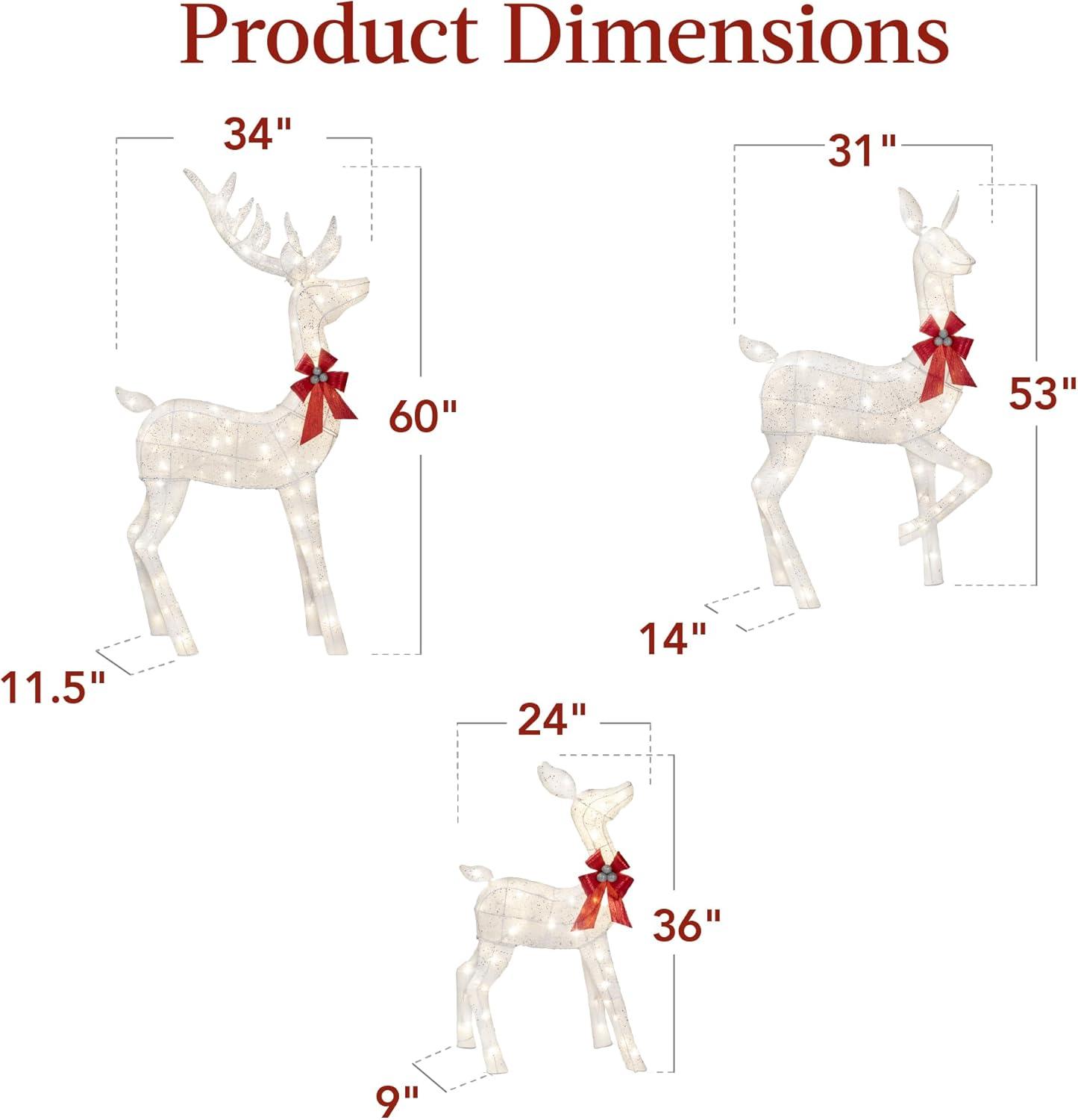 Best Choice Products 3-Piece Lighted Christmas Deer Set Outdoor Yard Decoration with 360 LED Lights, Stakes