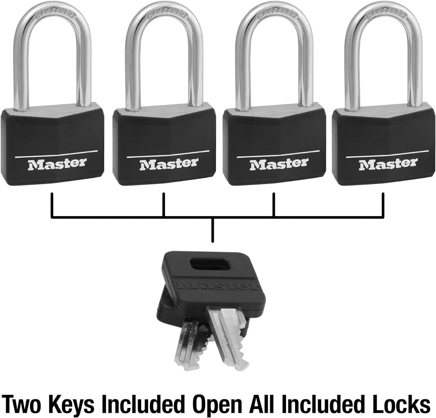 Black Aluminum 1.55" Padlock Set with Brass Key