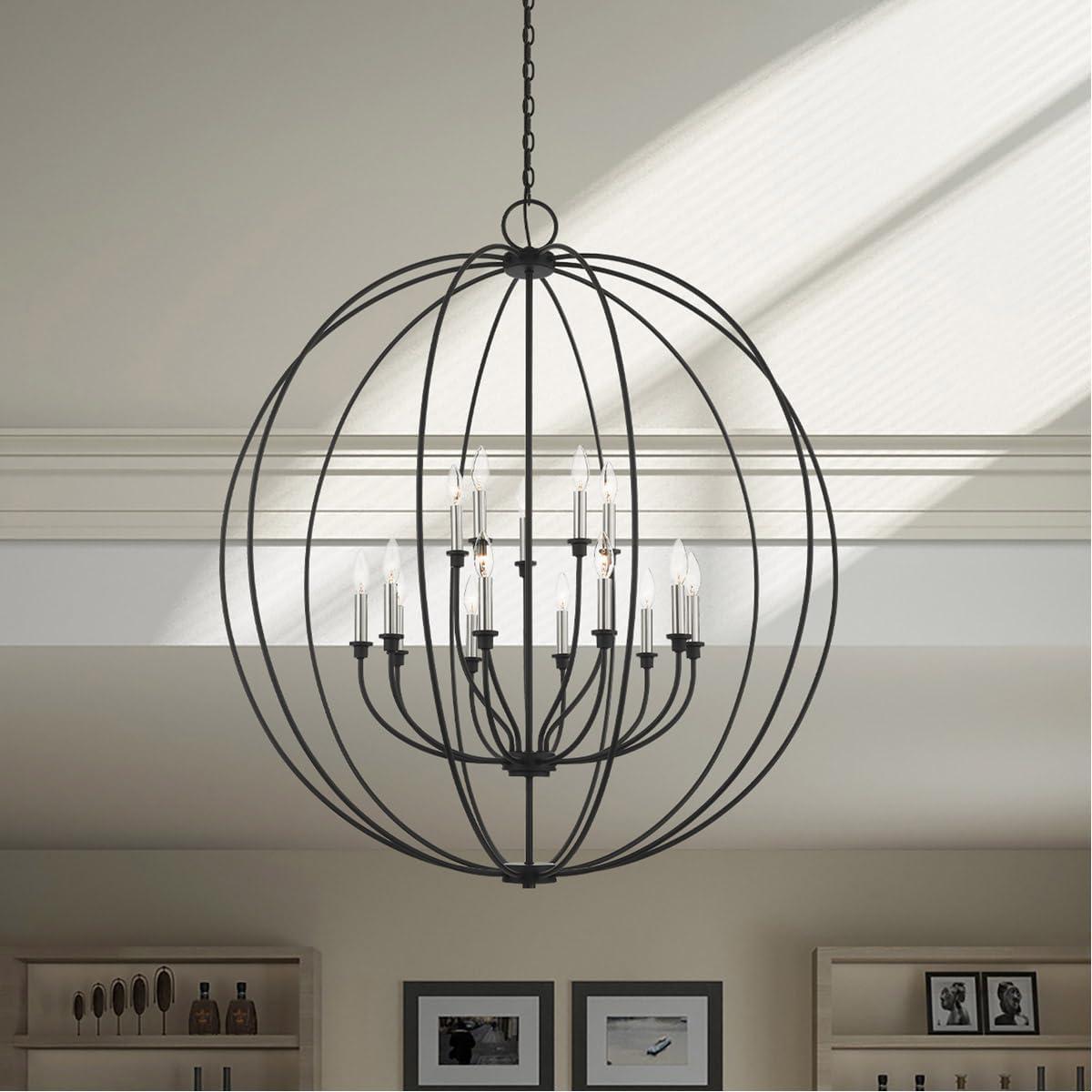 15 Light Black Chandelier with Steel base material