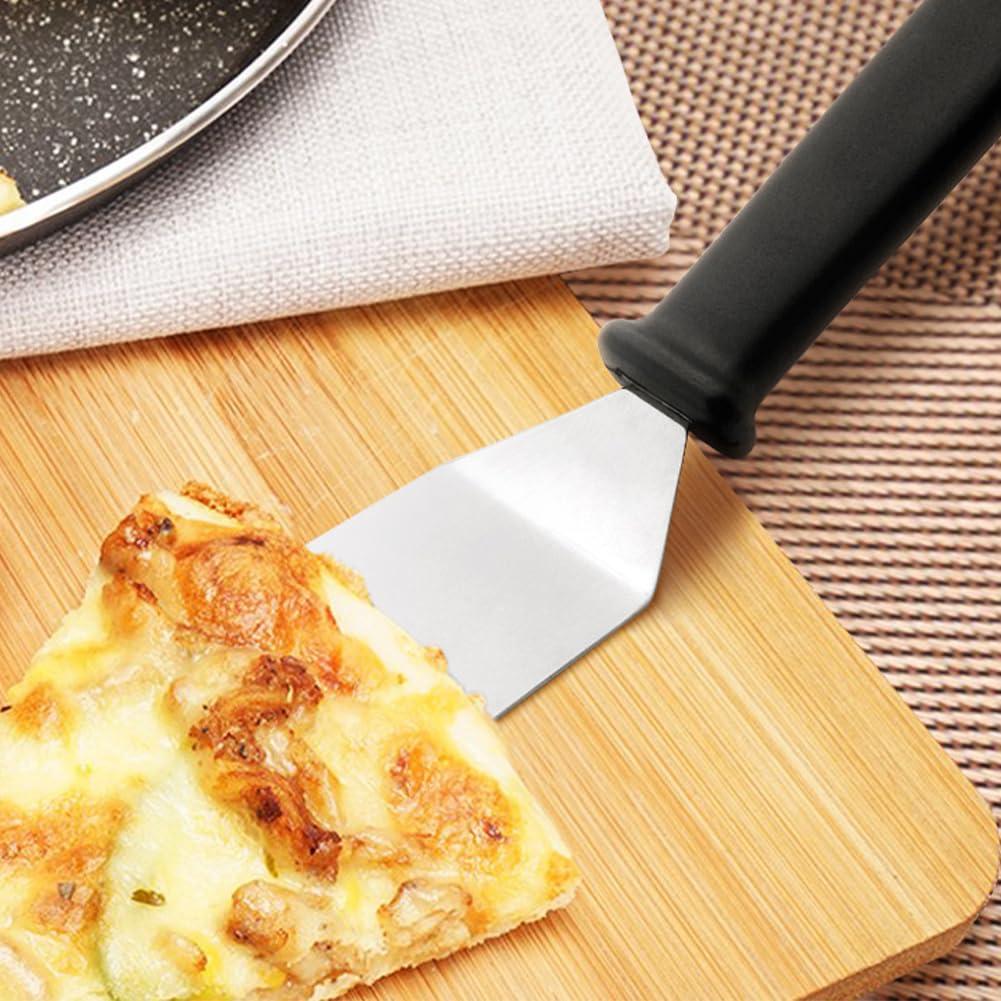 2 Pieces Small Spatula Set, Stainless Steel Mini Serving Spatula for Kitchen Use, Flipping or Cooking for Brownie, Cookie, Lasagna, Pancakes & Cake(Black+Silver)