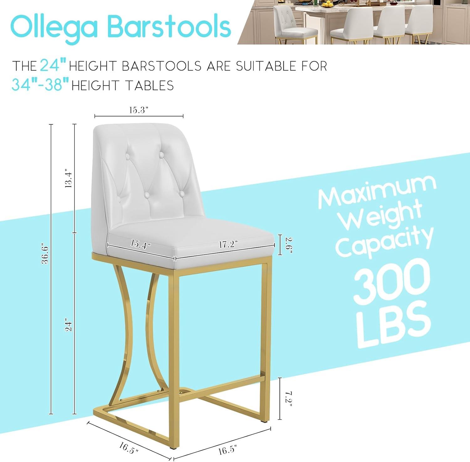 Mercer41 24" Counter Height Bar Stools with Back Kitchen Island Stools