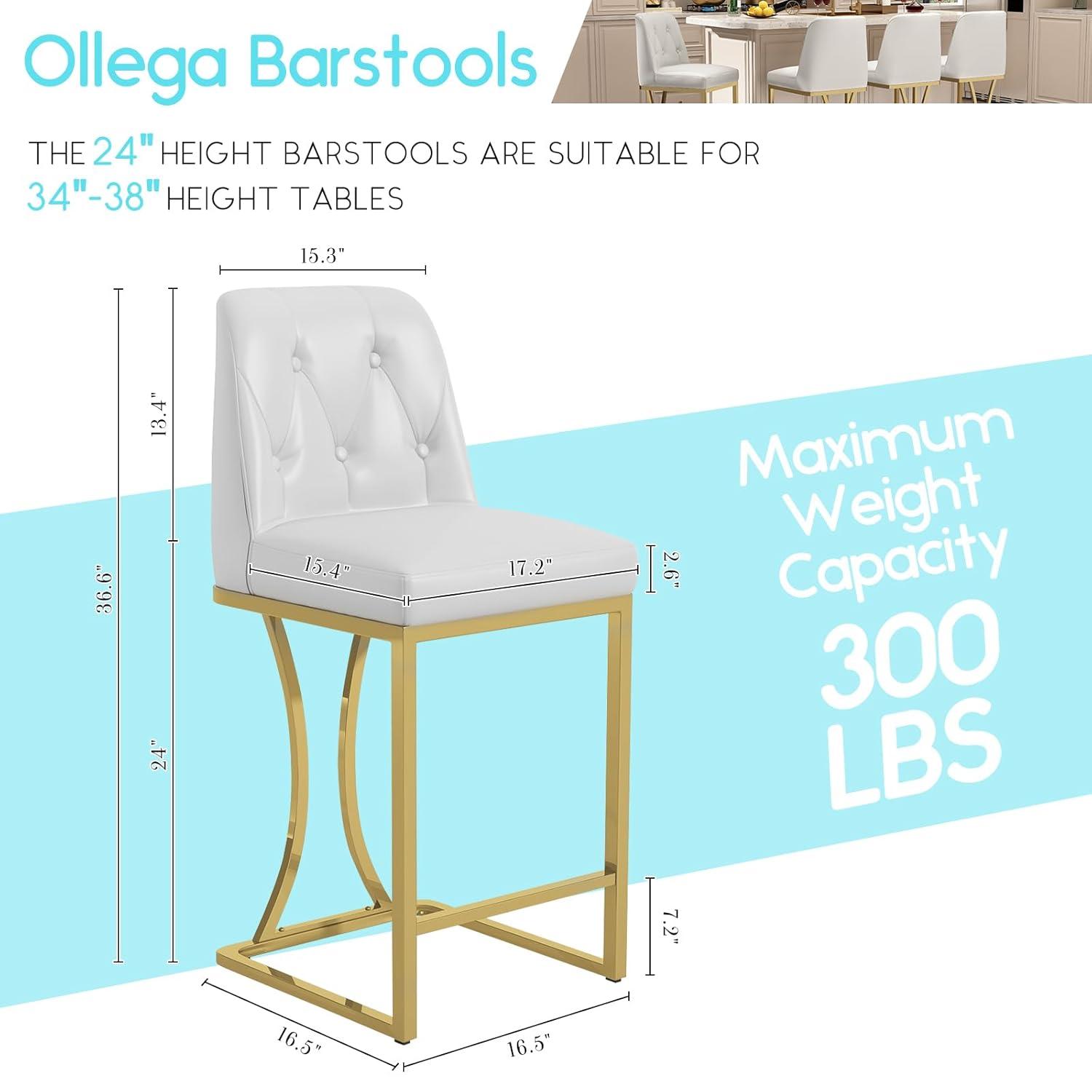 Mercer41 24" Counter Height Bar Stools with Back Kitchen Island Stools