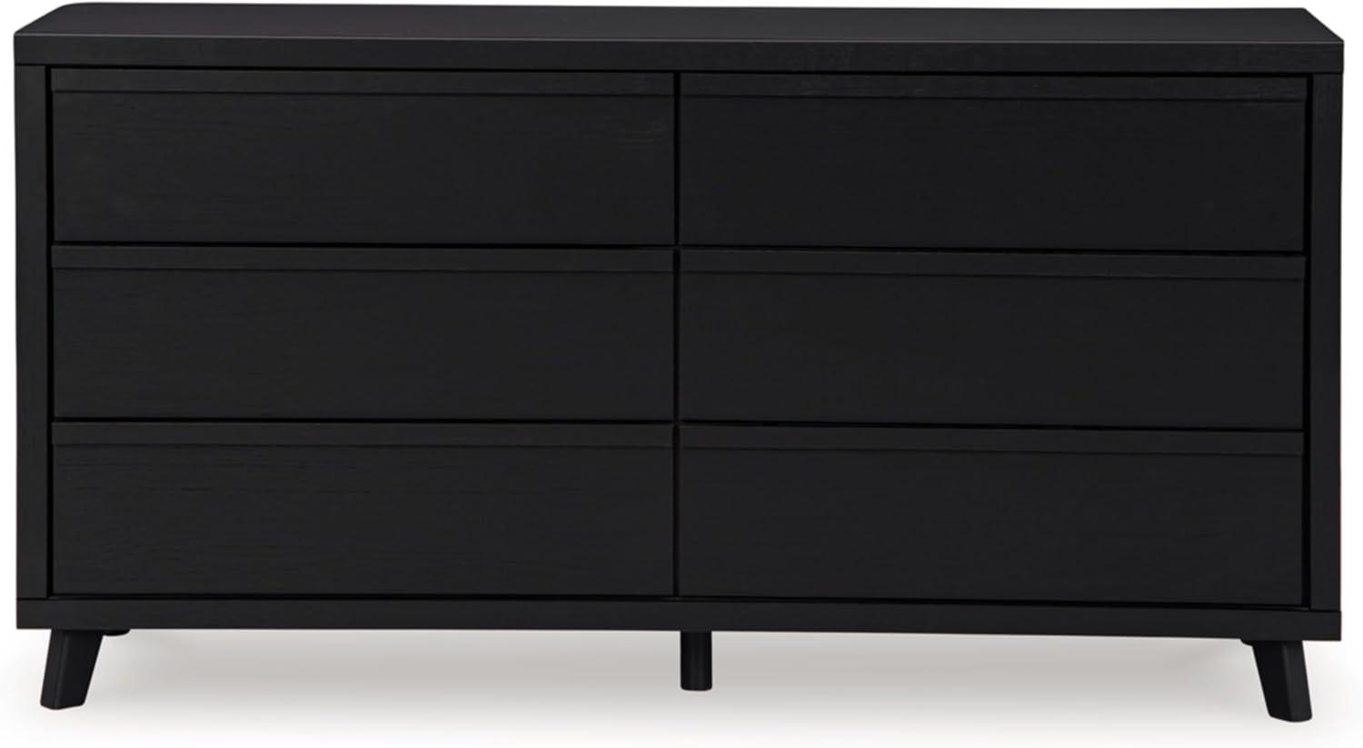 Modern Black 6-Drawer Dresser with Matte Finish