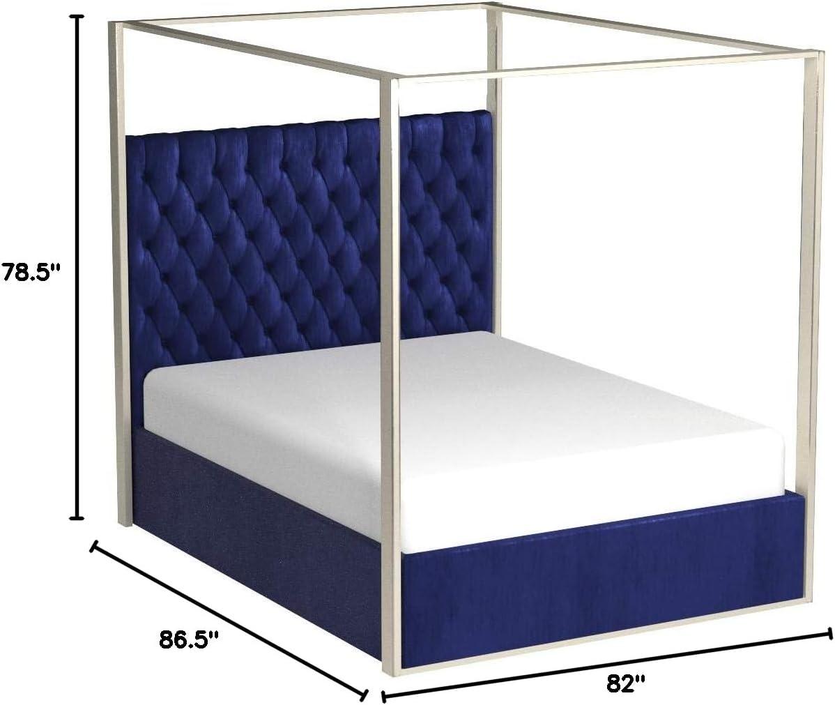 Porter Navy Velvet King Bed-Color:Navy Velvet,Style:Contemporary