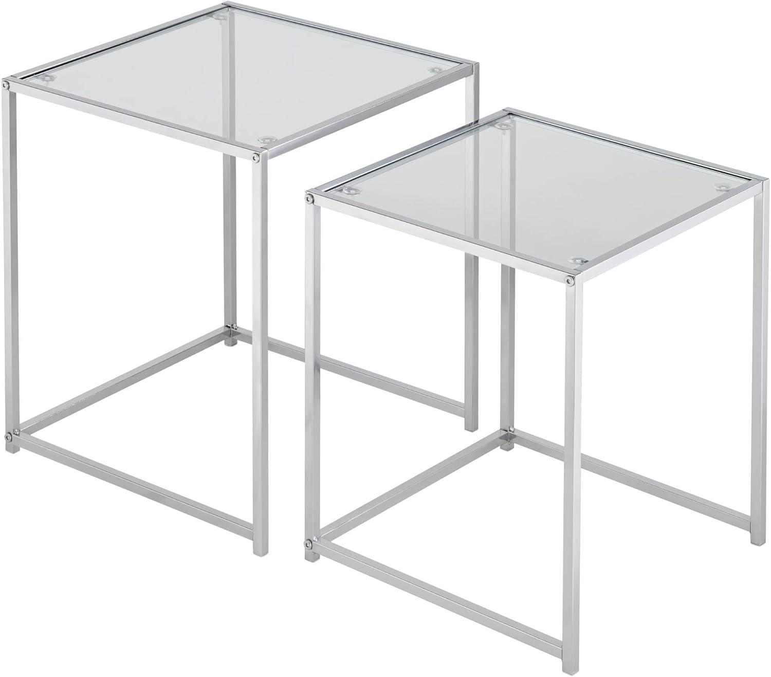 Rodney Chrome and Clear Glass Nesting Accent Tables Set of 2