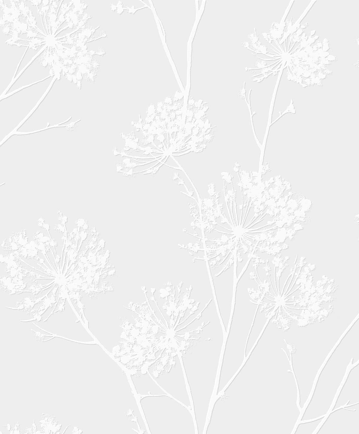 Embossed White Paintable Floral Wallpaper, 20.9 in. x 33 ft.