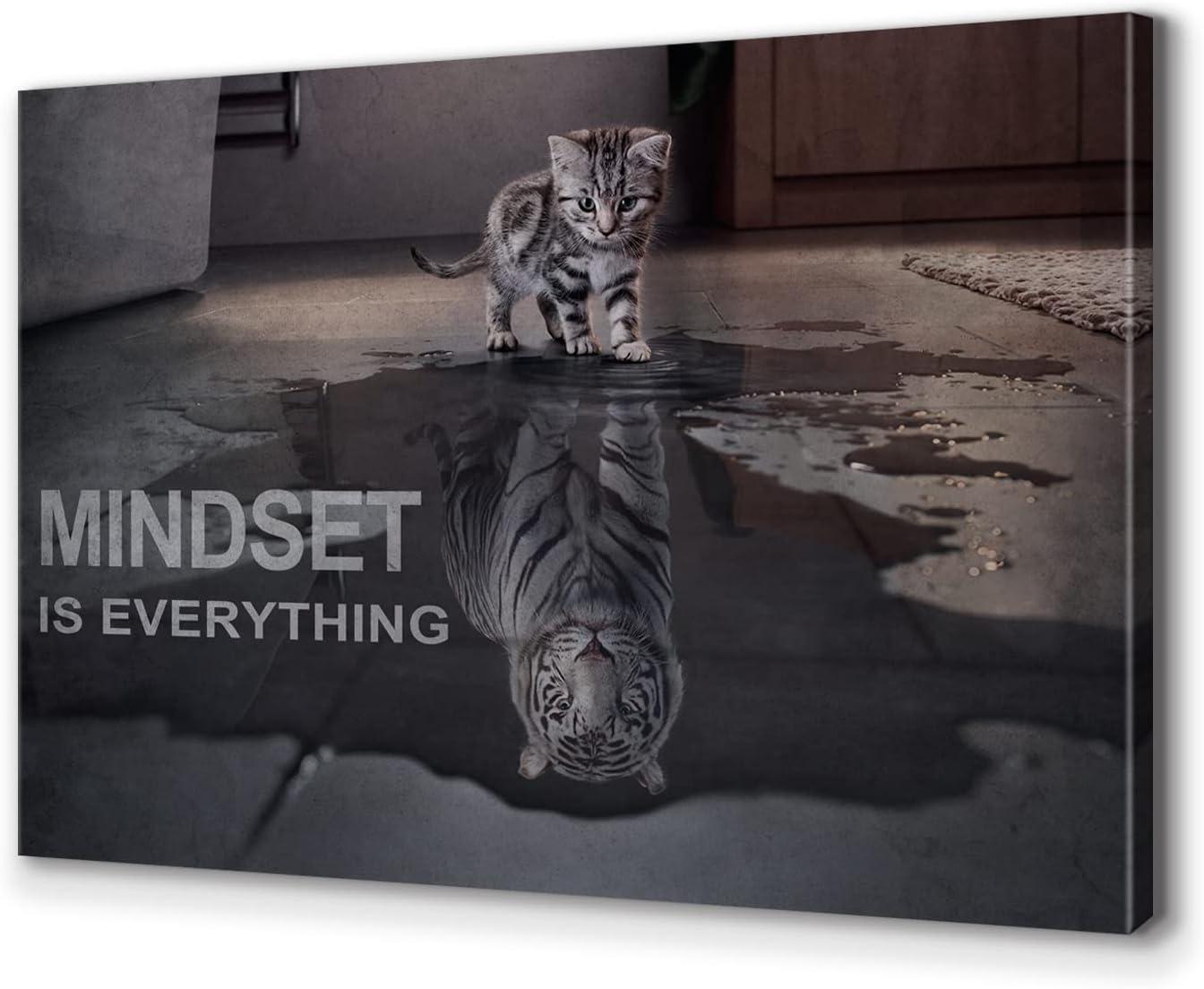 POSTER Mindset Is Everything Cat/Tiger Leader Motivational Inspirational Prevocational Life Action Success Quote Print Poster Wall Art Picture-UNFRAMED