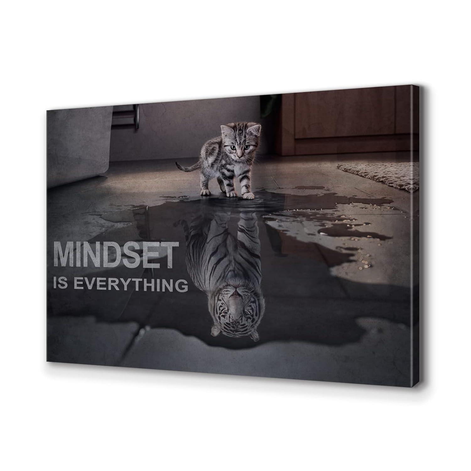 POSTER Mindset Is Everything Cat/Tiger Leader Motivational Inspirational Prevocational Life Action Success Quote Print Poster Wall Art Picture-UNFRAMED
