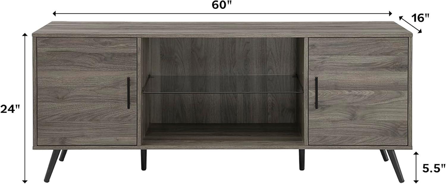 Walker Edison Mid Century 2-Door TV Stand for TVs Up to 68", Slate Grey