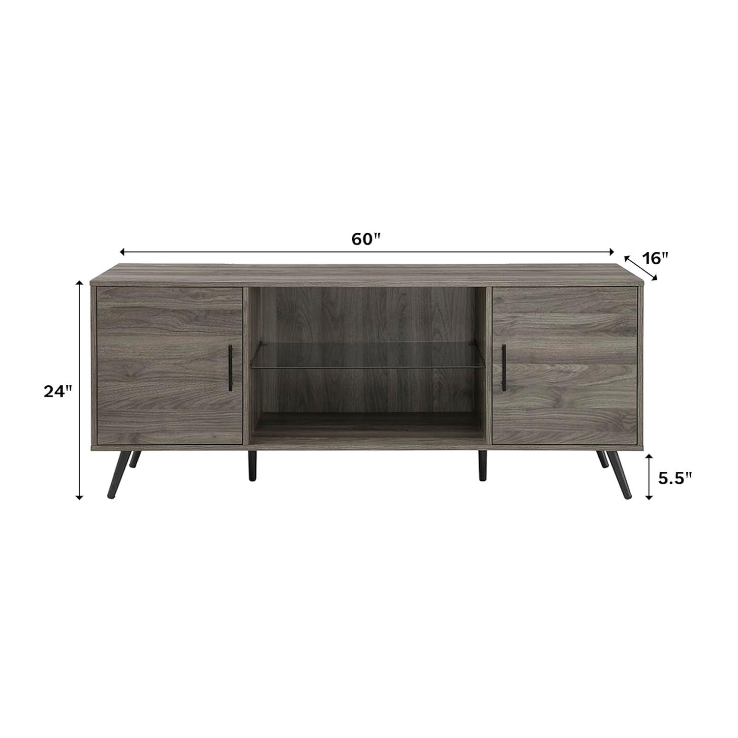 Walker Edison Mid Century 2-Door TV Stand for TVs Up to 68", Slate Grey