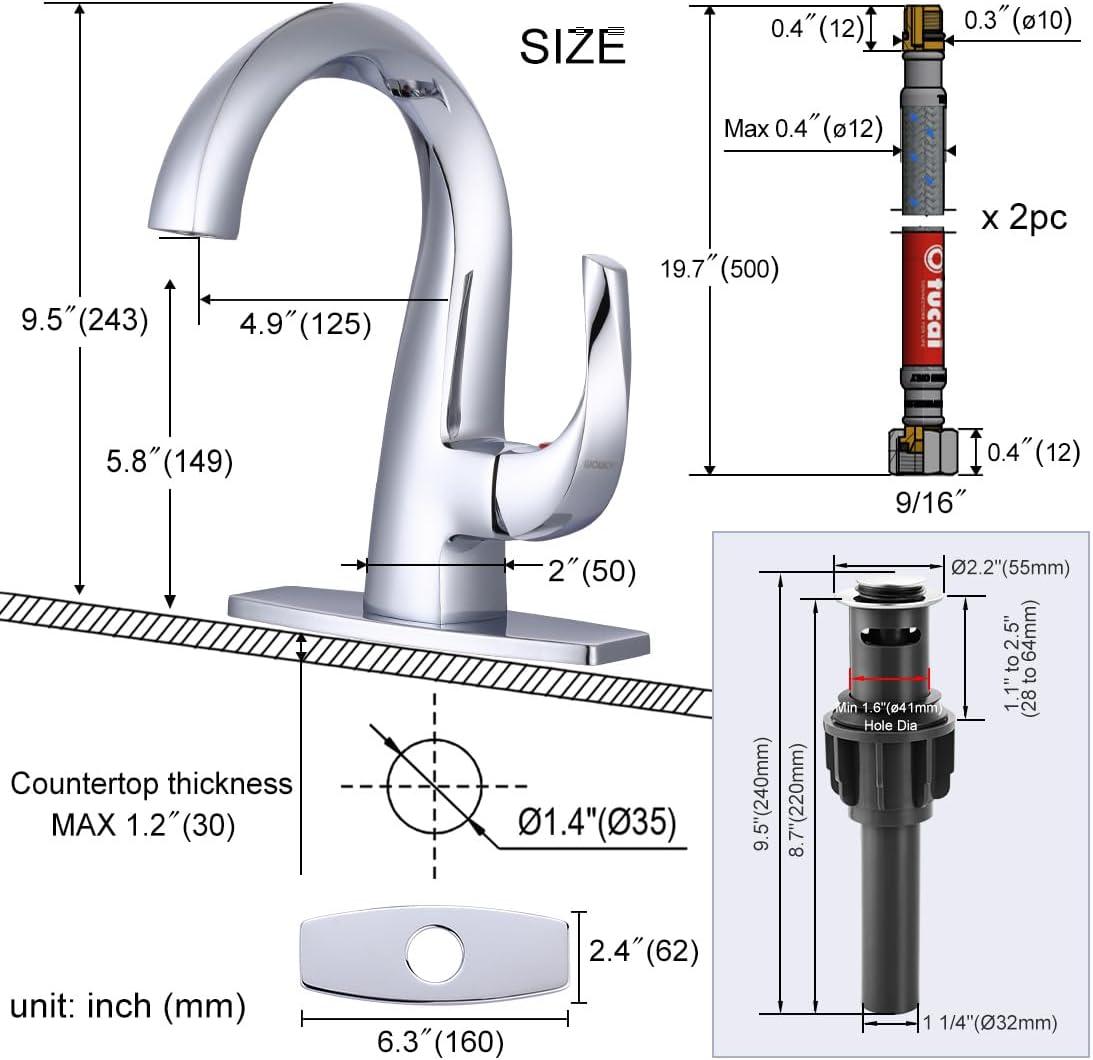 Single-Hole Single-handle Bathroom Faucet with Drain Assembly