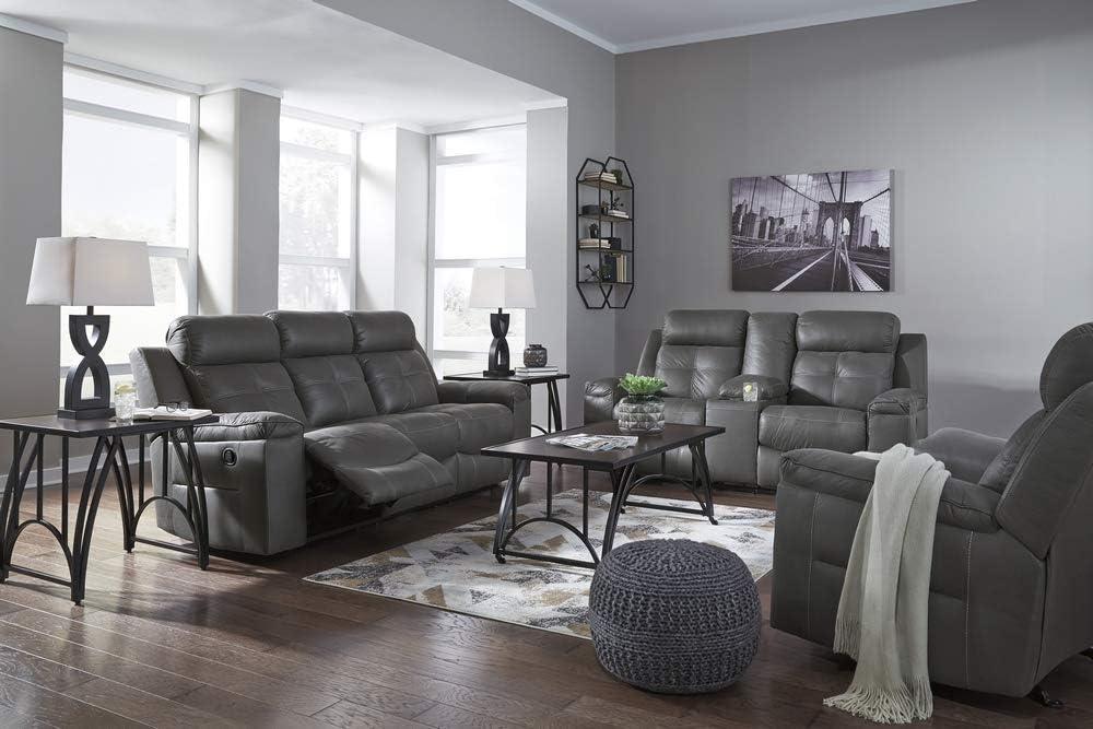 Dark Gray Faux Leather Contemporary Recliner