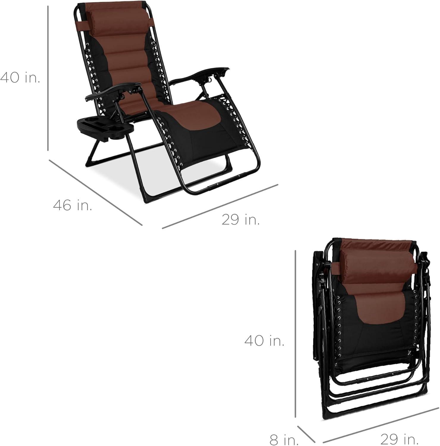 Best Choice Products Oversized Padded Zero Gravity Chair, Folding Outdoor Patio Recliner w/ Side Tray