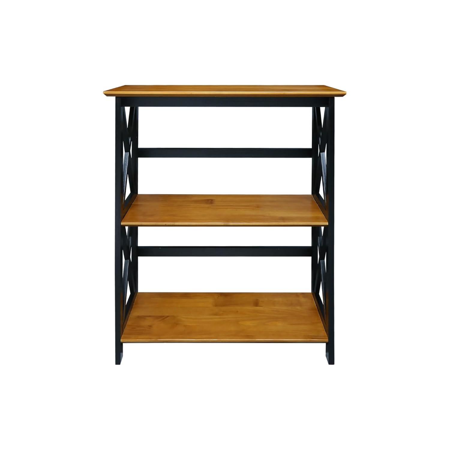 Casual Home Montego 3-Shelf Bookcase, Antique Walnut/Black