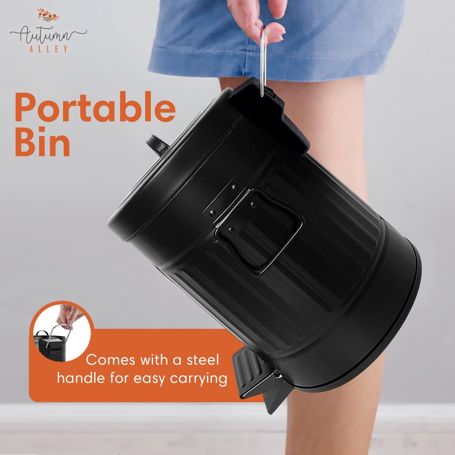 Autumn Alley Black Metal Farmhouse Pedal Garbage Can - Modern Farmhouse Bathroom Accessories