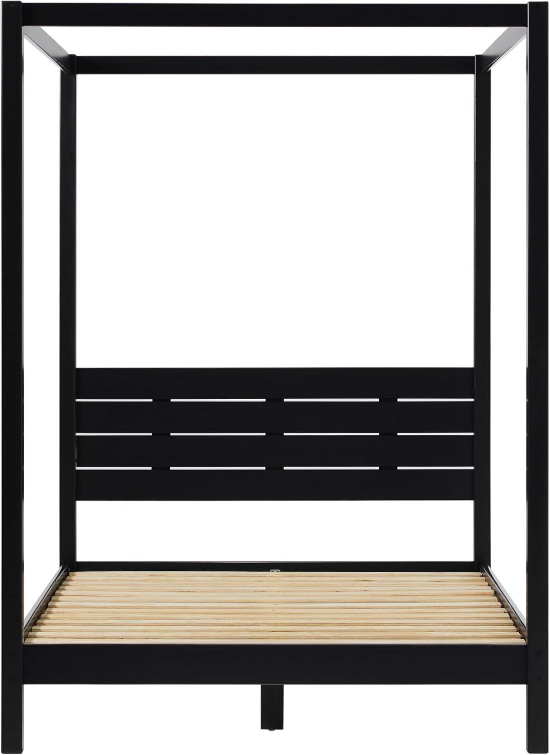 Walker Edison Minimalist Solid Wood Canopy Full Bed, Black