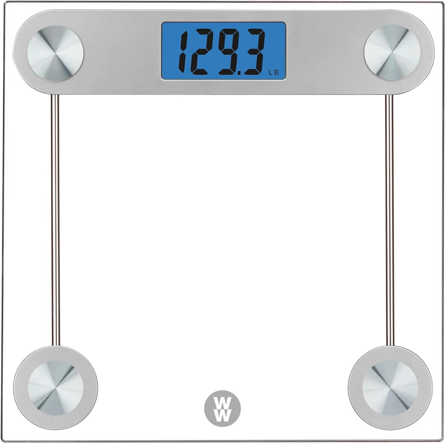 Digital Glass Scale with LCD Display and Backlight Clear - Weight Watchers: Electronic Personal Bathroom Scale, 400 lb Capacity