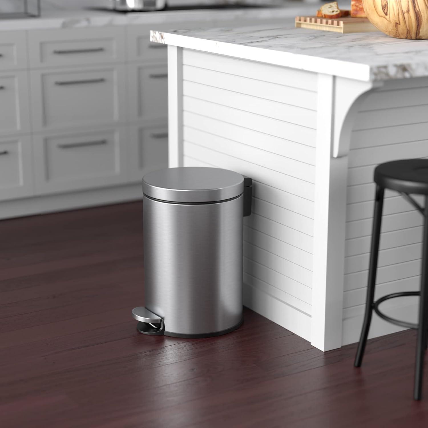 Itouchless Softstep 3.2 Gallon Stainless Steel Step Trash Can With Odor Filter 12 L Bathroom, Kitchen, Home Office Pedal Garbage Bin, Removable Bucket