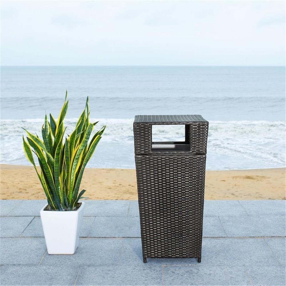 Mazeli Outdoor Trash Can - Black - Safavieh