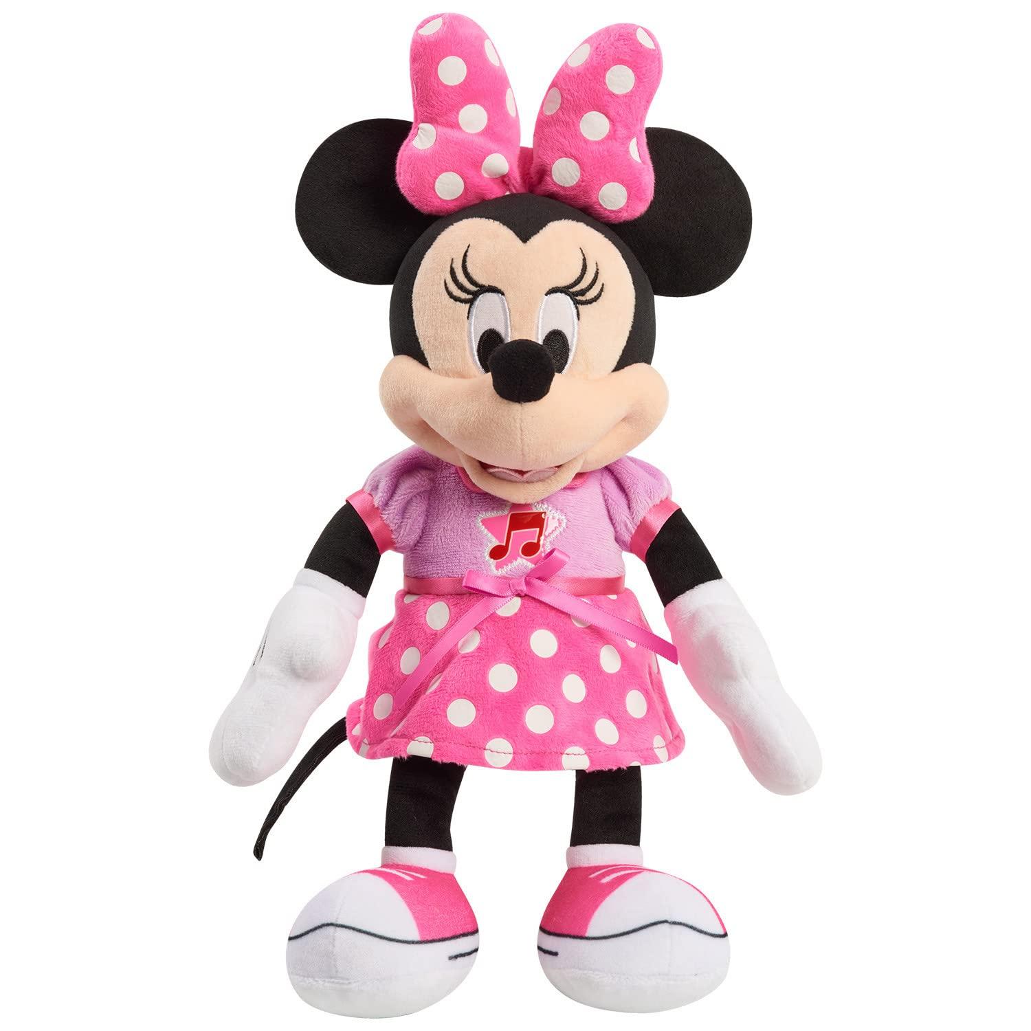 Disney Junior Mickey Mouse Funhouse Singing Fun Minnie Mouse 13 Inch Lights and Sounds Feature Feature Plush, Sings Bowtoons Theme Song, Kids Toys for Ages 3 Up by Just Play
