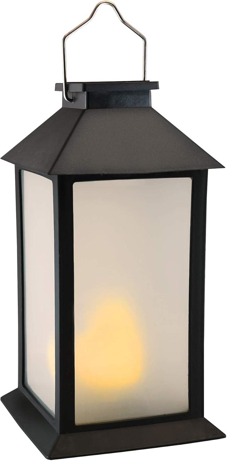 LumaBase Solar Powered Flame Effect LED Black Lantern