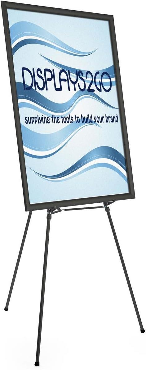 Floor Easel for Art or Display, Adjustable Height, with 36" x 48" Snap Frame (Black Aluminum) (EASSF3648B)