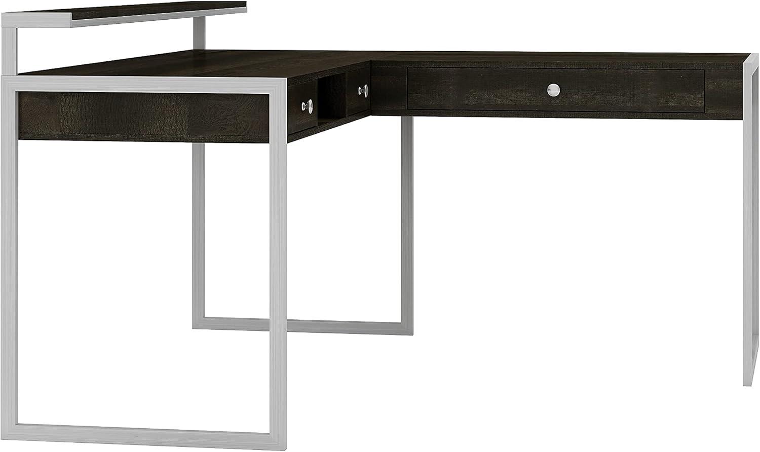 Whalen Asherton 60" L-Shaped Desk Fawn Aged Oak (SPUS-ASHD) 2736559