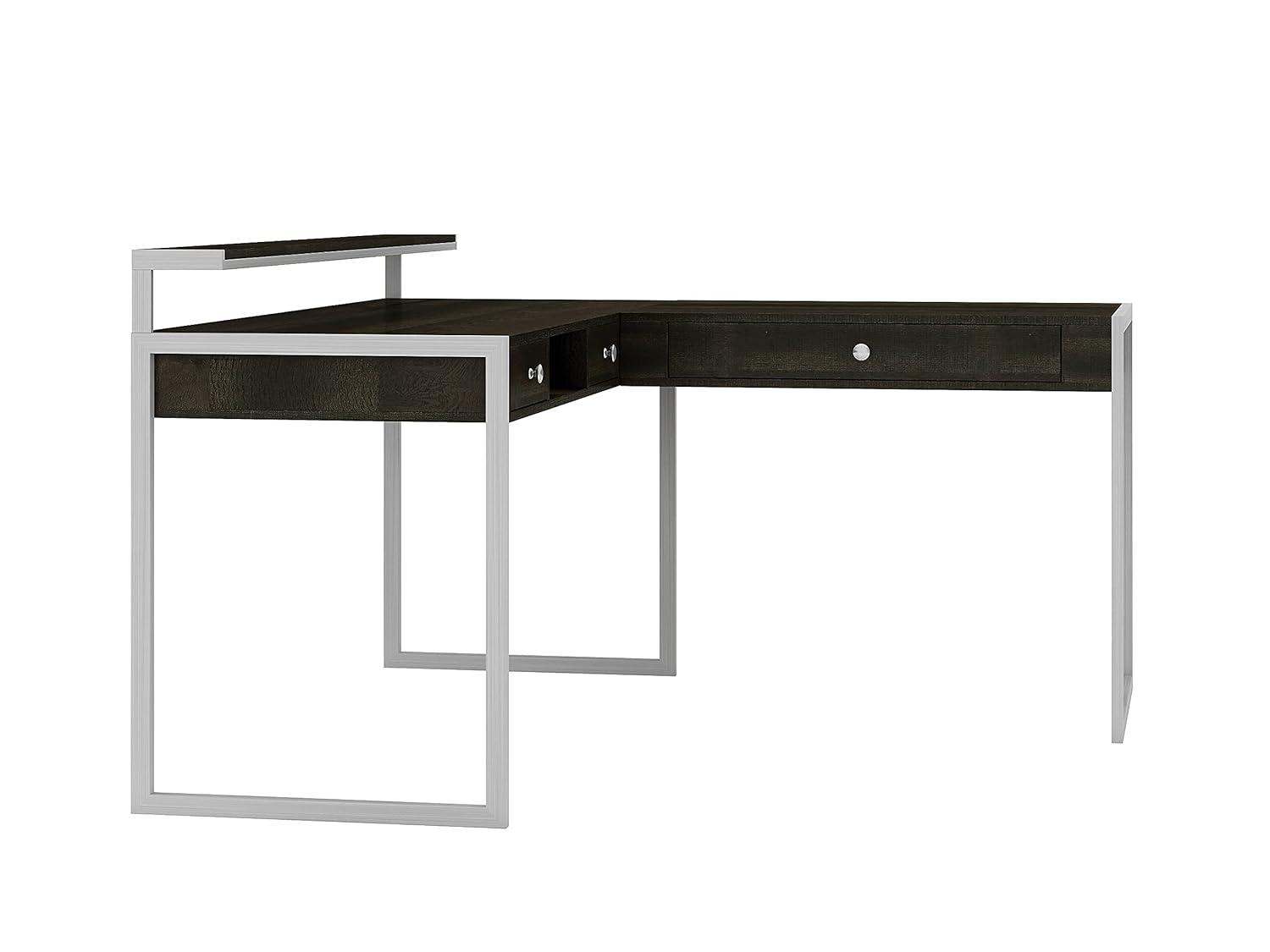 Whalen Asherton 60" L-Shaped Desk Fawn Aged Oak (SPUS-ASHD) 2736559