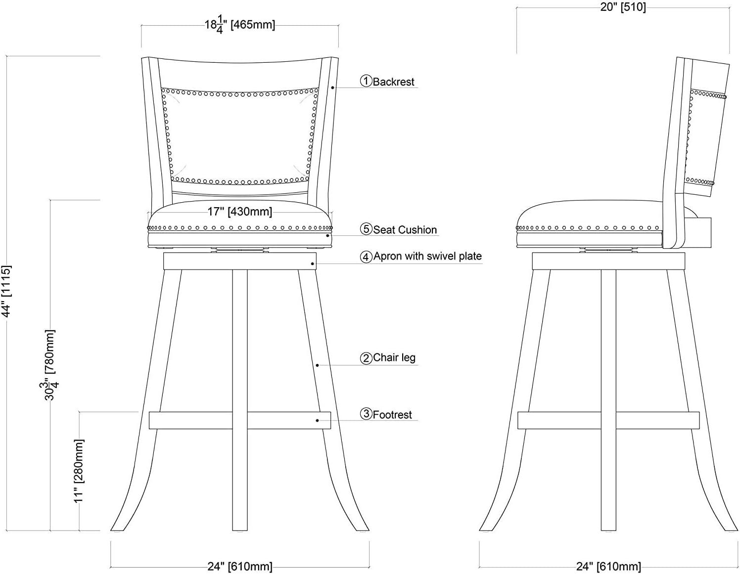 Dovecove Falken Swivel Upholstered Counter Stool with Solid Wood Frame