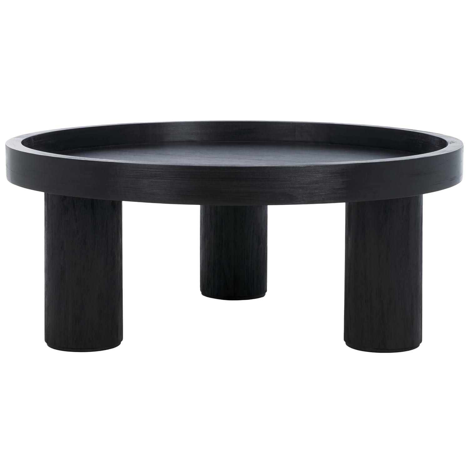 Devin Round Coffee Table - Black - Safavieh