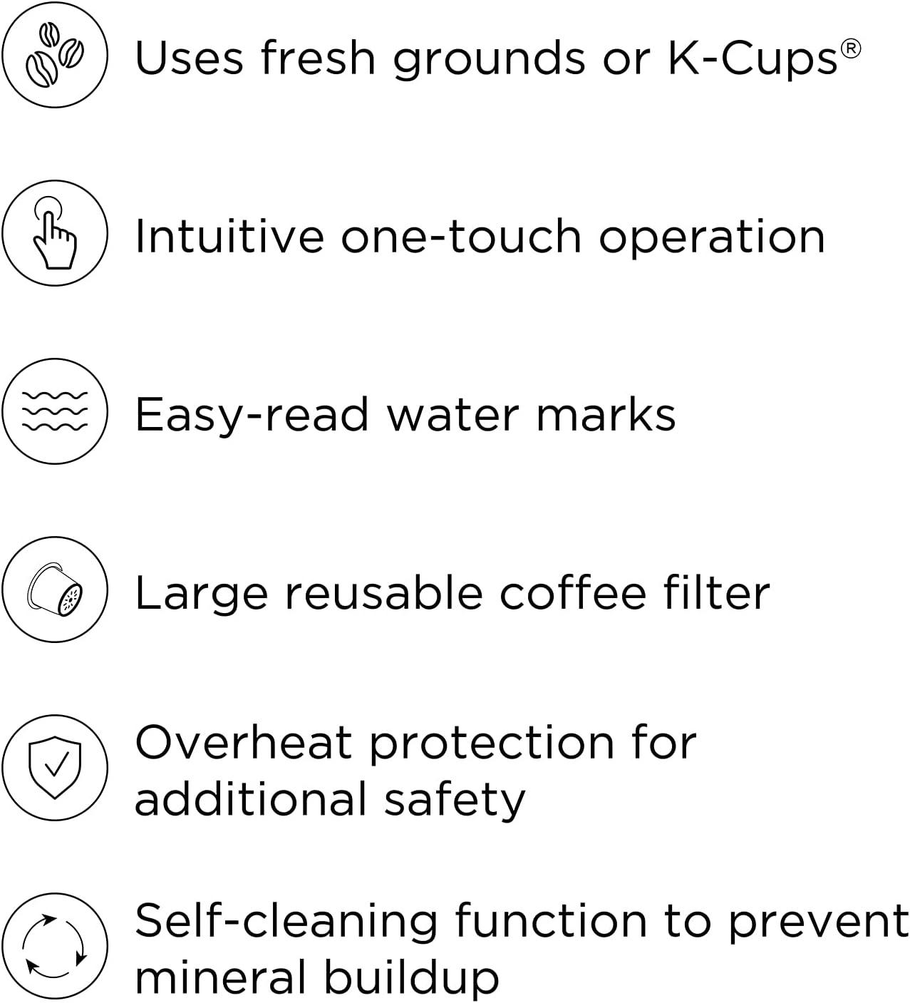 Chefman InstaCoffee Max, Brew Fresh Grounds or K-Cups With a Convenient Built-In Lift, Grey