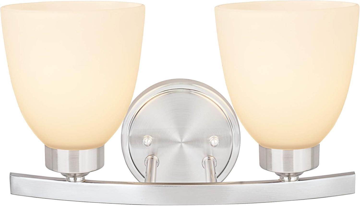 Satin Nickel Frosted Glass 2-Light Vanity Fixture