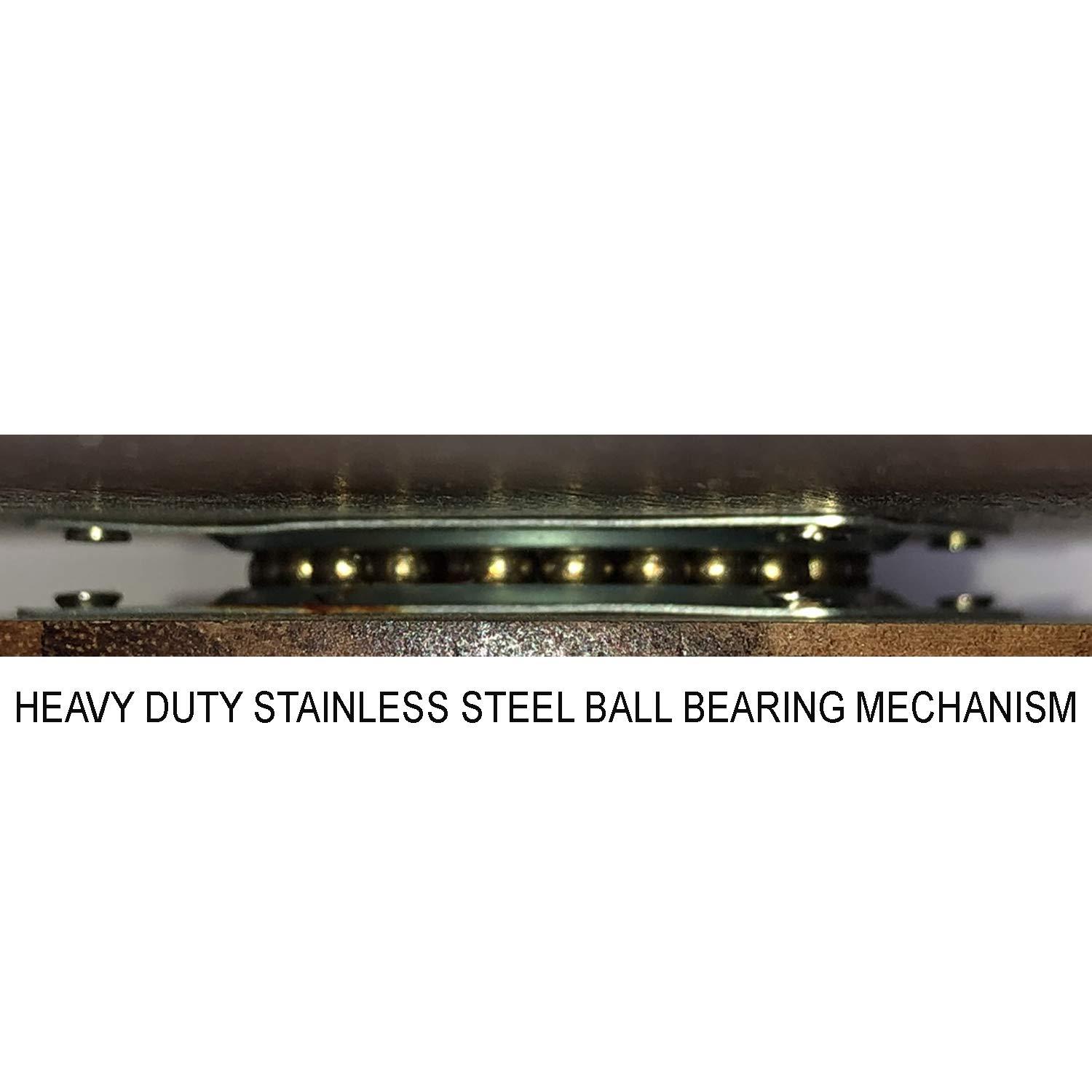 Woodard & Charles Acacia Wood Lazy Susan Tray with Stainless Steel Ball Bearing Mechanism, 16-Inch