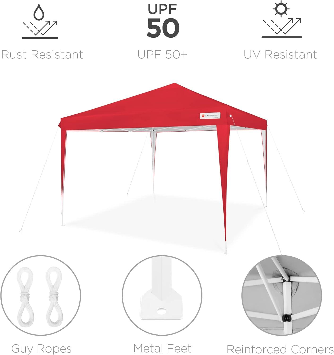 Best Choice Products 10x10ft Pop Up Canopy Outdoor Portable Adjustable Instant Gazebo Tent w/ Carrying Bag - Red