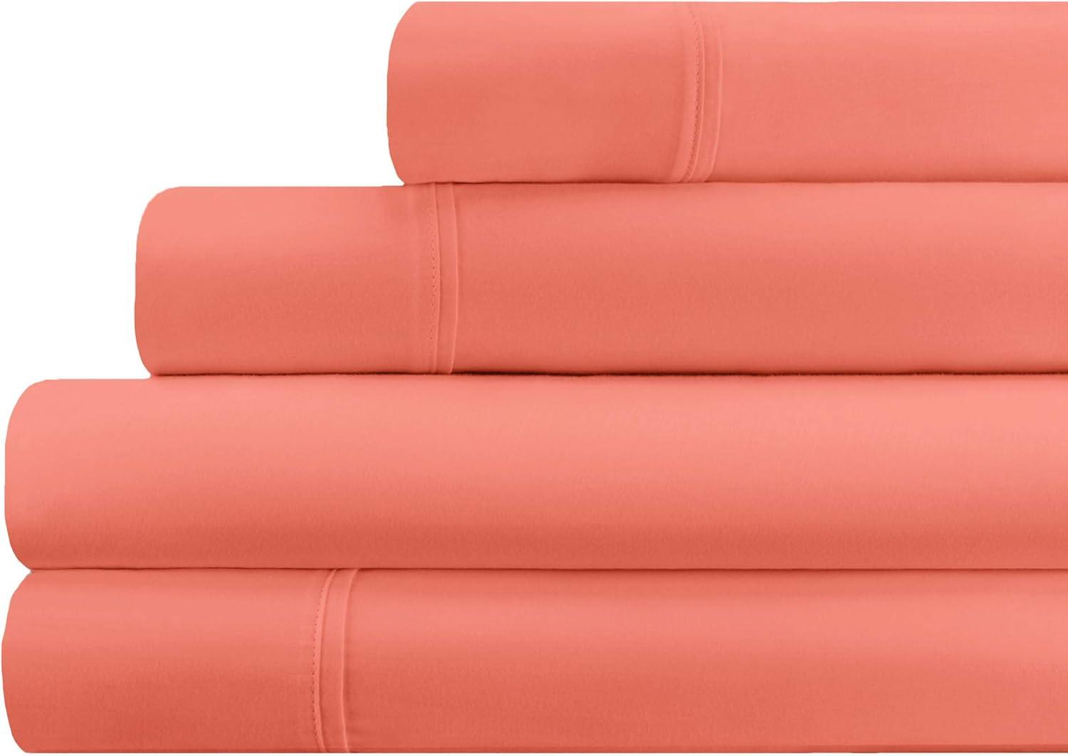 Superior 800 Thread Count 100% Egyptian Cotton Sheets Coral / Full