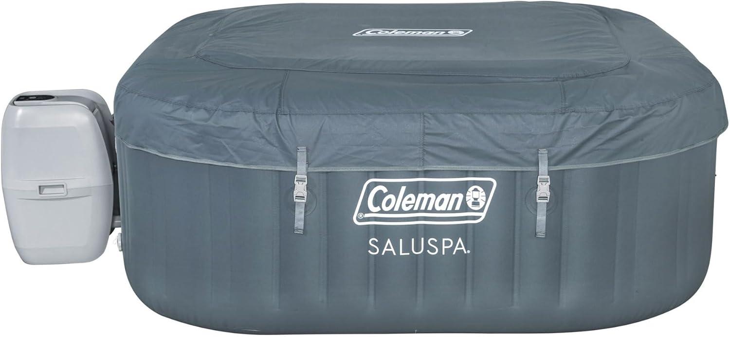 Bestway Coleman Hawaii AirJet Large Square 4 to 6 Person Inflatable Hot Tub Portable Outdoor Spa with 140 AirJets and EnergySense Cover, Grey