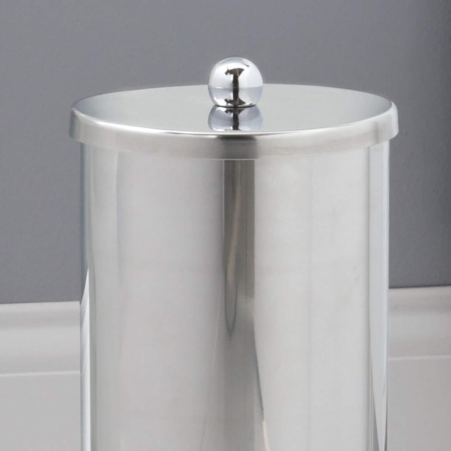 Polished Chrome Freestanding Toilet Paper Holder with Lid