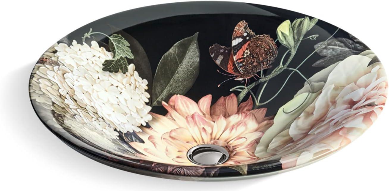 Dutchmaster Blush Floral Ceramic Round Bathroom Sink