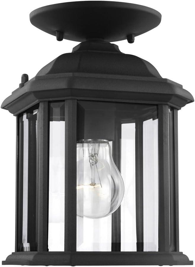 Kent Black Outdoor Pendant Light with Clear Beveled Glass