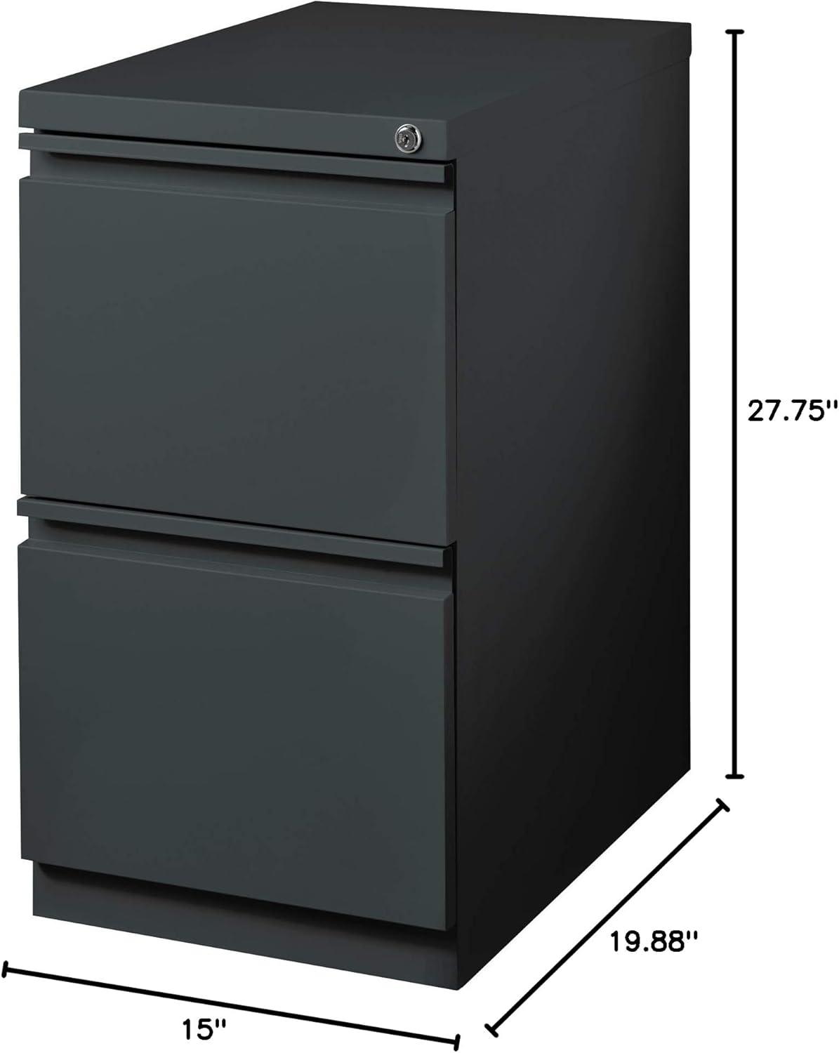 Hirsh 20" Deep Mobile Pedestal File Cabinet 2 Drawer File-File, Letter Width, Charcoal