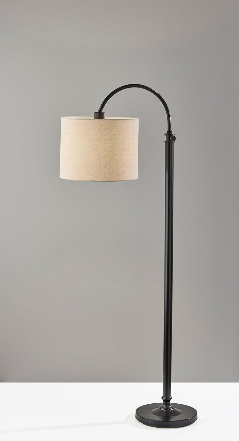Adesso Barton Task Floor Lamp Antique Bronze: ETL Listed, Polyester Shade, Metal Body, Rotary Switch