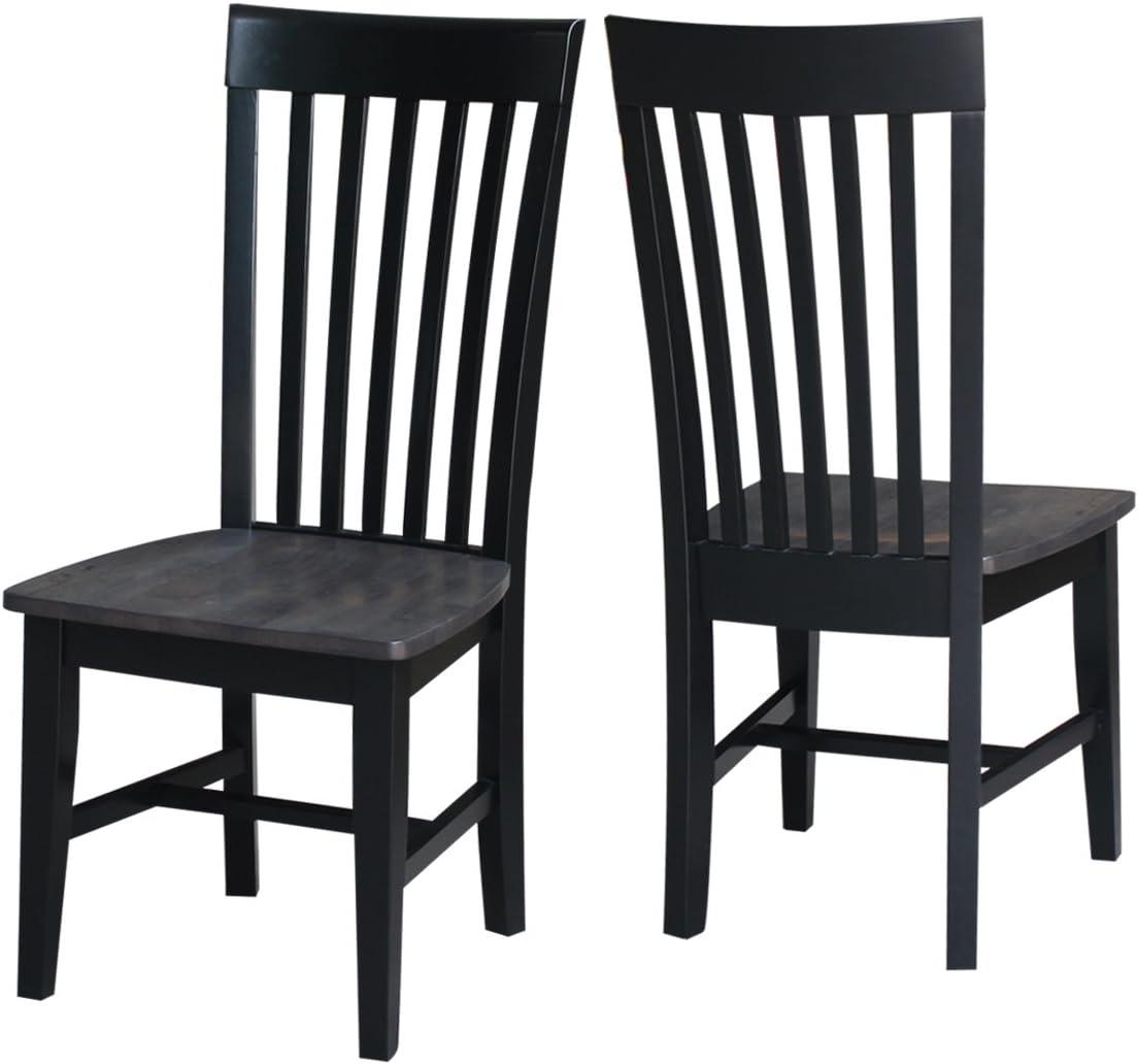 Set of Two Cosmo Tall Solid Wood Mission Chairs in Coal Black/Washed Black