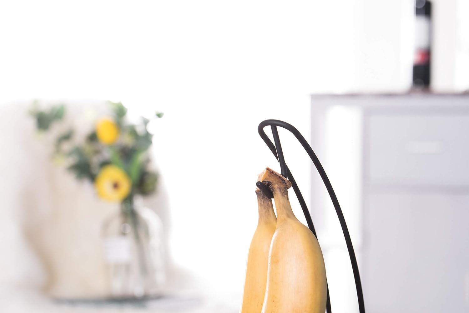 Round Black Metal Fruit Basket with Banana Hanger